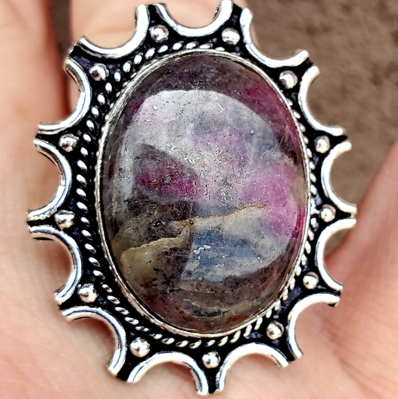 New Natural Pink Tourmaline 13 Moon 925 Silver Ring. - Picture 9 of 16